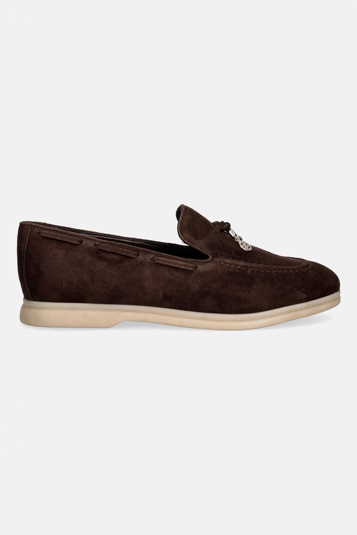 Guess mocassini da donna in scamoscio ARYANAI FLTNAI.SUE14.BROWN marrone AW26