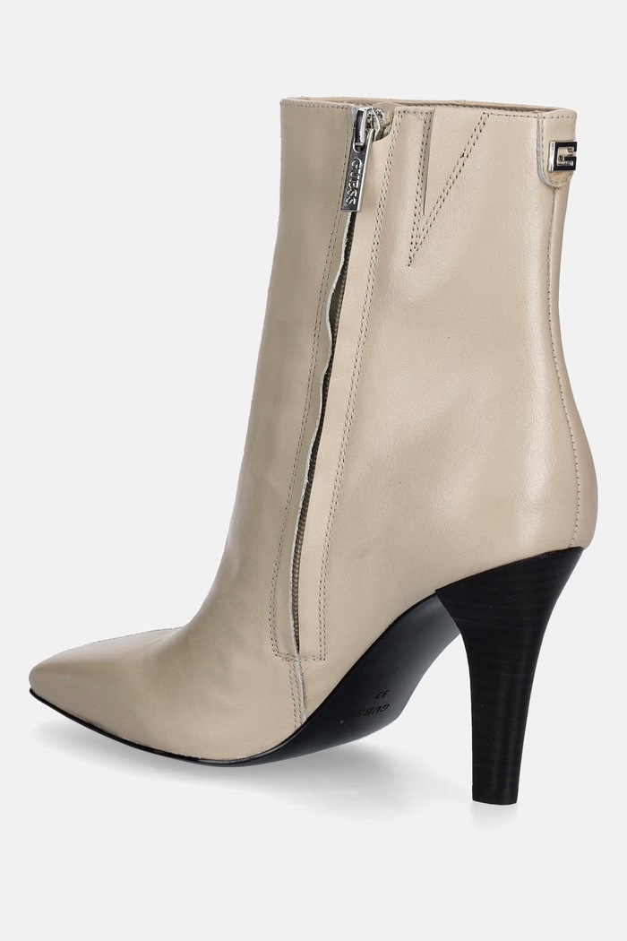 Obuv Guess členkové čižmy na vysokom podpätku dámske kožené RAFFA FLTRFF.LEA10.BEIGE béžová