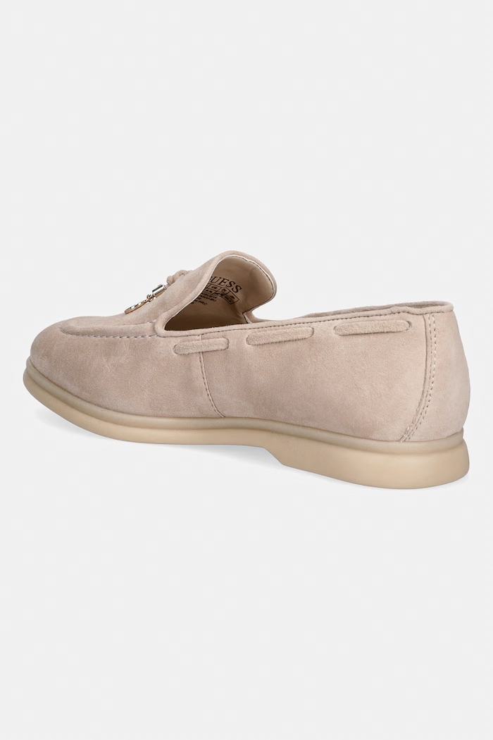 Obuv Guess loafery dámske semišové ARYANAI FLTNAI.SUE14.NUDE béžová
