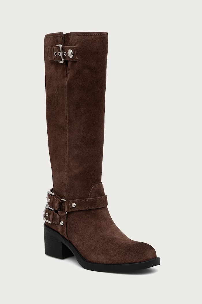 Guess μπότες block heel γυναικείες σουέτ MATLEY καφέ FLTMAT.SUE11.BROWN