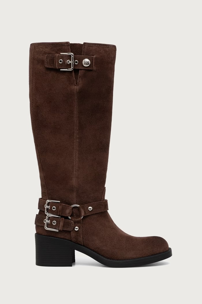 Guess μπότες block heel γυναικείες σουέτ MATLEY FLTMAT.SUE11.BROWN καφέ AW26