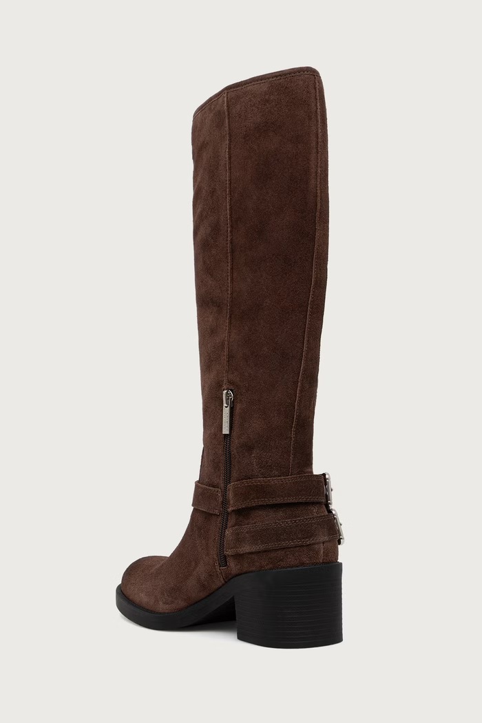 Παπούτσια Guess μπότες block heel γυναικείες σουέτ MATLEY FLTMAT.SUE11.BROWN καφέ