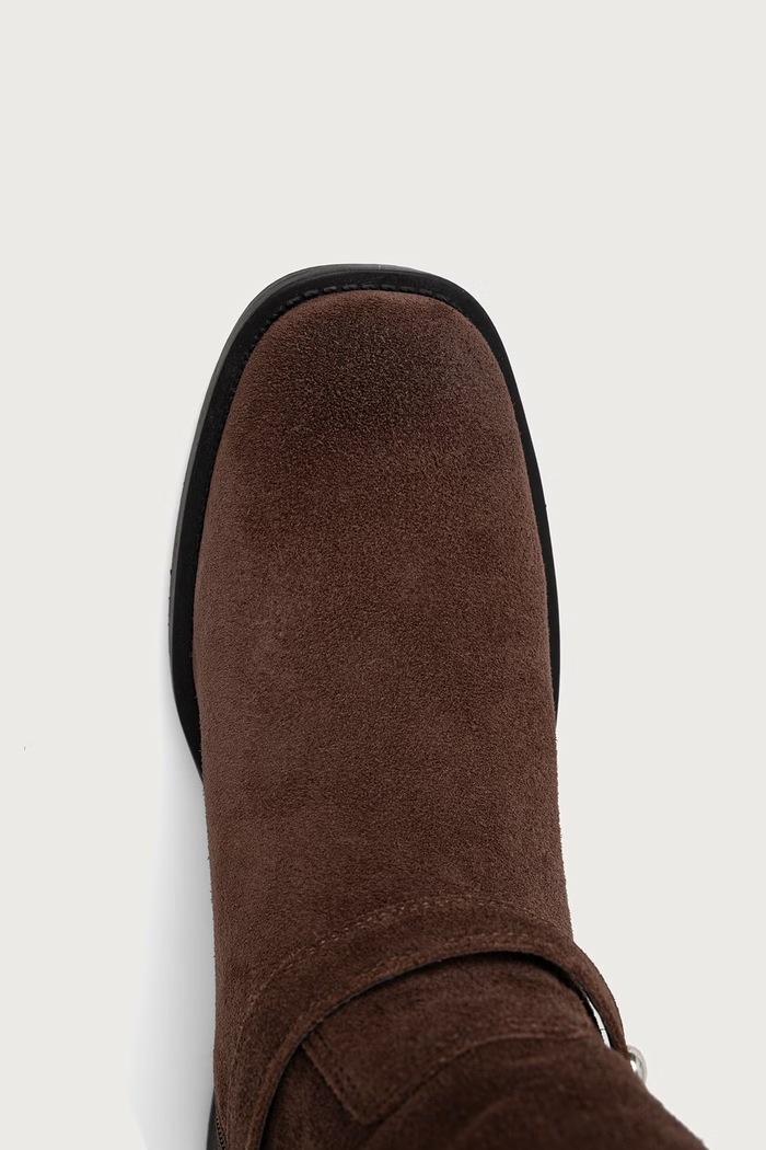 Guess μπότες block heel γυναικείες σουέτ MATLEY FLTMAT.SUE11.BROWN καφέ