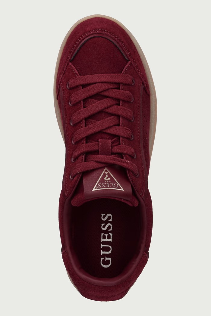 JHELL2 sneakersy damskie zamszowe Guess FLTJHE.SUE12.RED bordowy