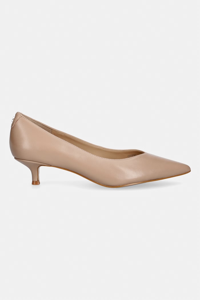 Guess lodičky na nízkom podpätku kožené CASEN FLTCSE.LEA08.BEIGE béžová AW26