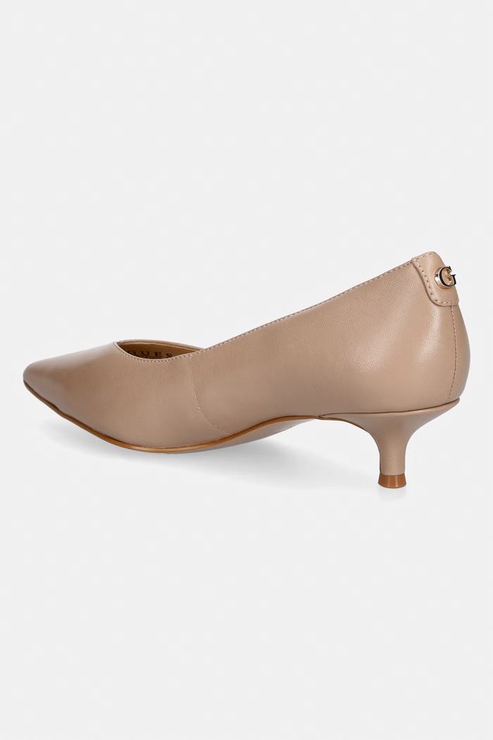 Obuv Guess lodičky na nízkom podpätku kožené CASEN FLTCSE.LEA08.BEIGE béžová