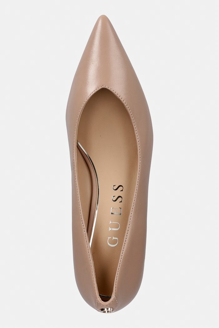 Guess lodičky na nízkom podpätku kožené CASEN béžová FLTCSE.LEA08.BEIGE