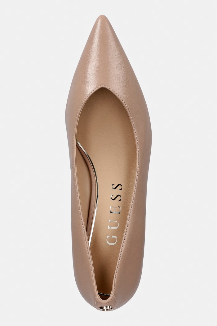 Guess lodičky na nízkom podpätku kožené CASEN béžová FLTCSE.LEA08.BEIGE