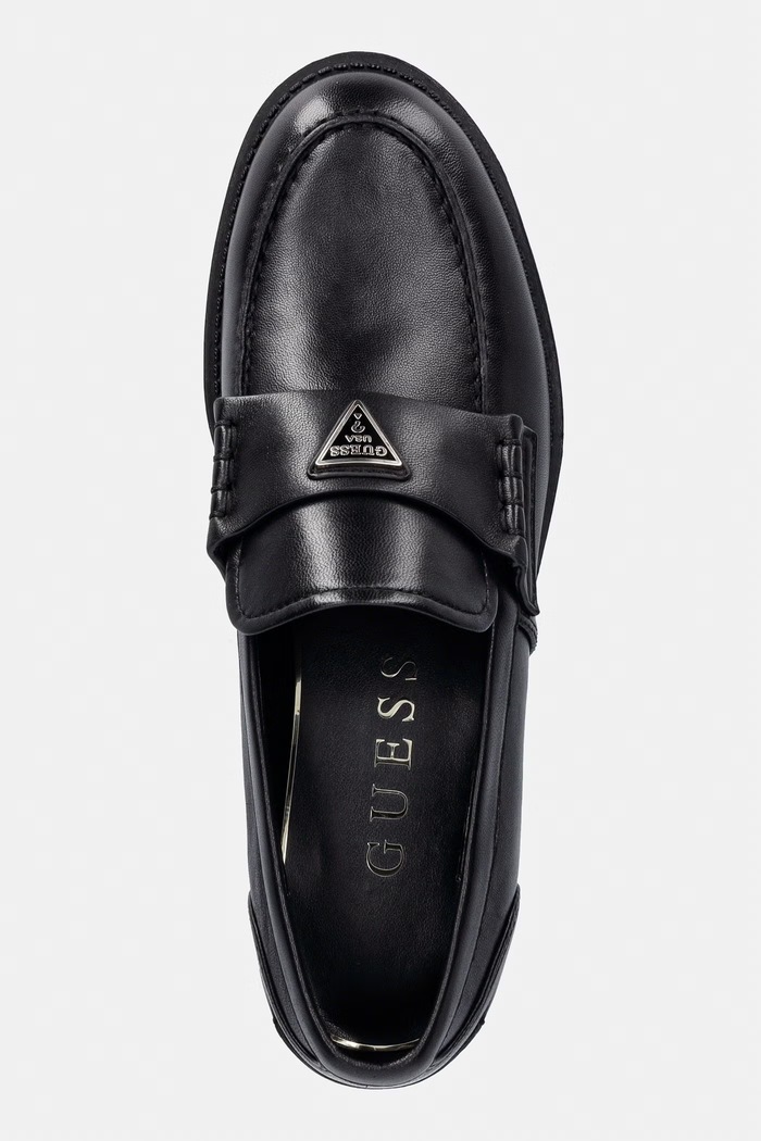 Guess mokasíny dámske kožené BELISO čierna FLTBSO.LEA14.BLACK