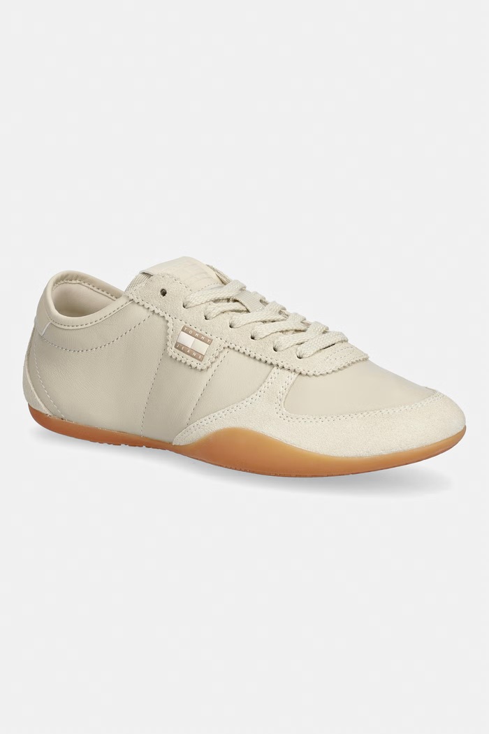 Tommy Jeans TJ BALLET SNEAKER sneakersy damskie skórzane beżowy EN0EN03059