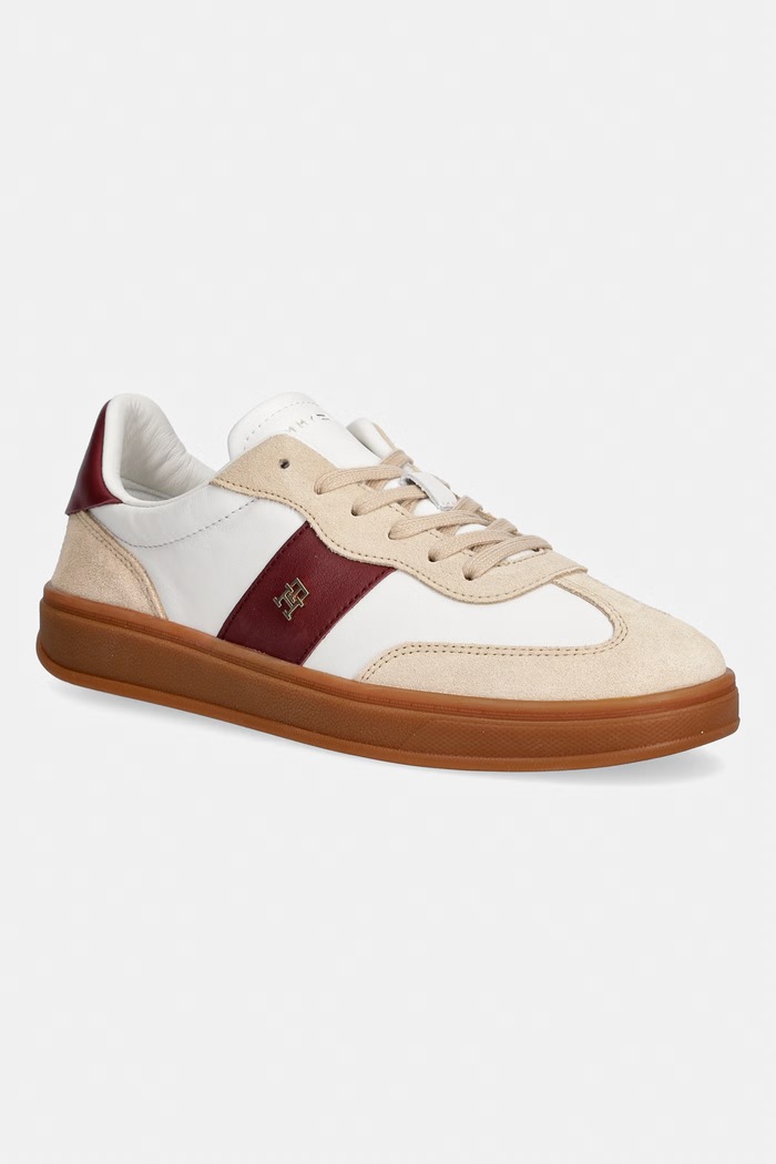 Tommy Hilfiger TH PREMIUM HERITAGE SNEAKER sneakers γυναικεία δερμάτινα μπεζ FW0FW09497