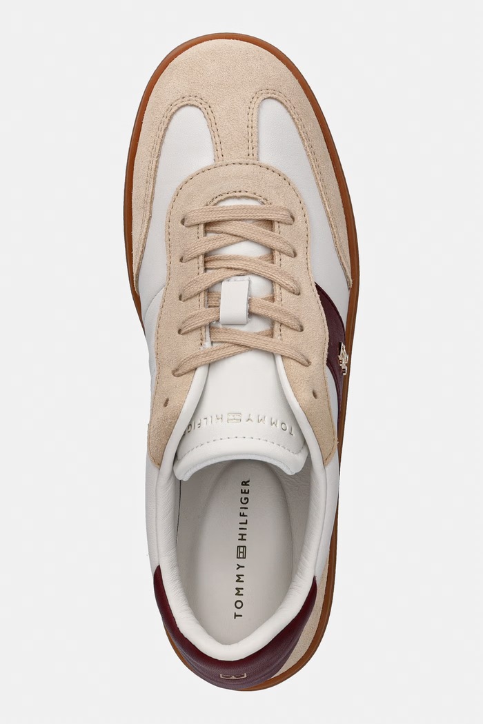 Tommy Hilfiger TH PREMIUM HERITAGE SNEAKER sneakers γυναικεία δερμάτινα μπεζ FW0FW09497