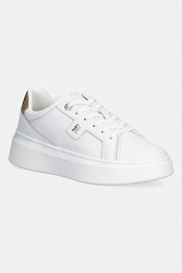 Tommy Hilfiger TH CHIC PLATFORM SNAKE маратонки дамски от кожа бял FW0FW09456