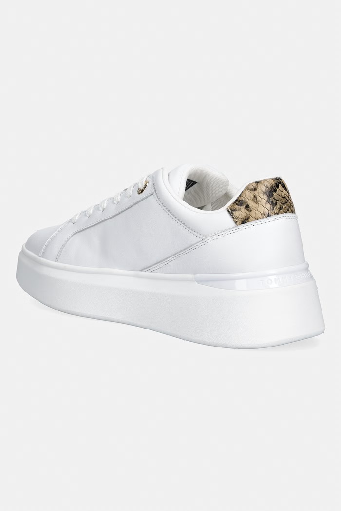 Обувки Tommy Hilfiger TH CHIC PLATFORM SNAKE маратонки дамски от кожа FW0FW09456 бял