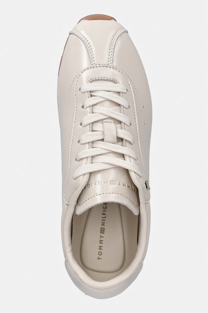 Tommy Hilfiger BELLA SNEAKER LEATHER sneakersy damskie skórzane beżowy FW0FW09495