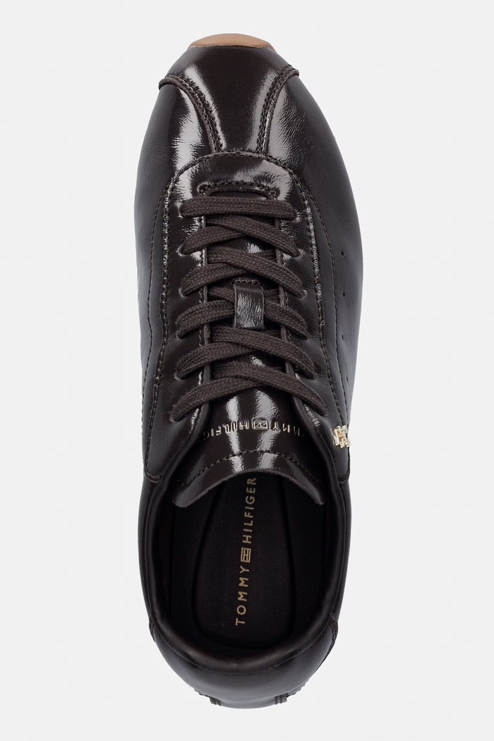 Tommy Hilfiger BELLA SNEAKER LEATHER sneakersy damskie skórzane brązowy FW0FW09495