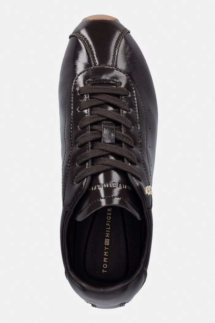 Tommy Hilfiger BELLA SNEAKER LEATHER sneakersy damskie skórzane brązowy FW0FW09495