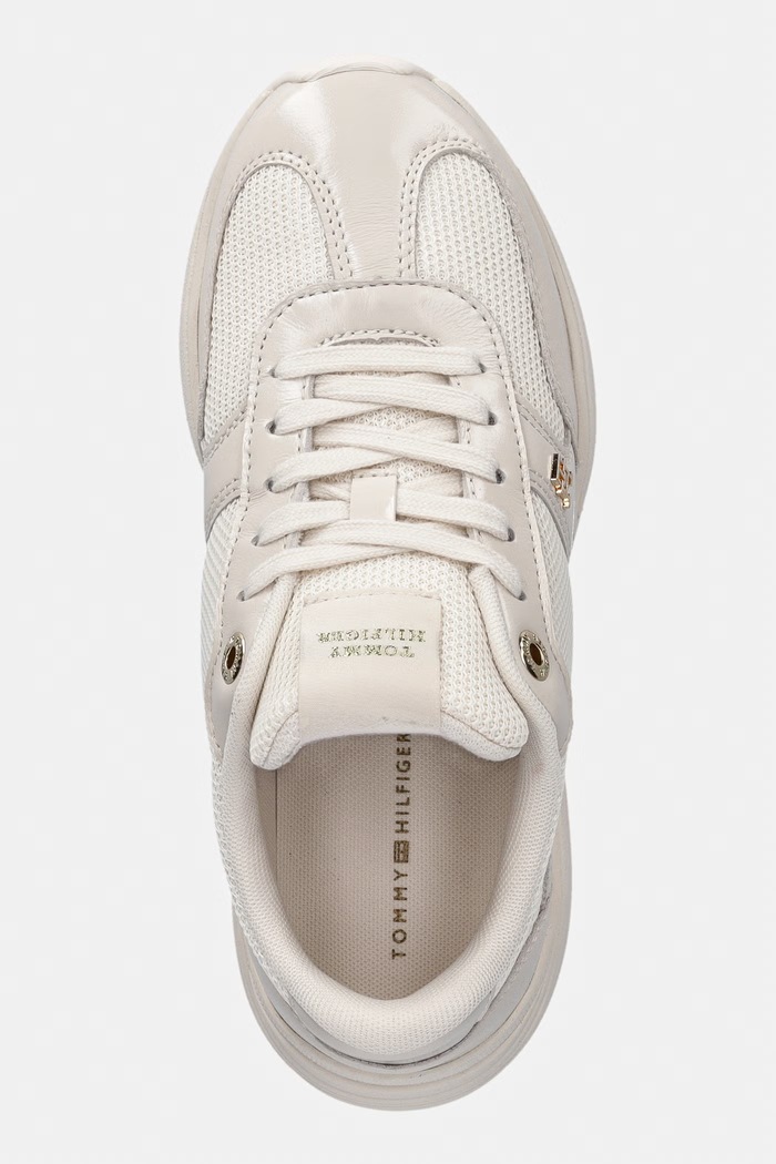 Tommy Hilfiger MODERN RUNNER SHINY LEATHER sneakers Γυναικεία μπεζ FW0FW09413