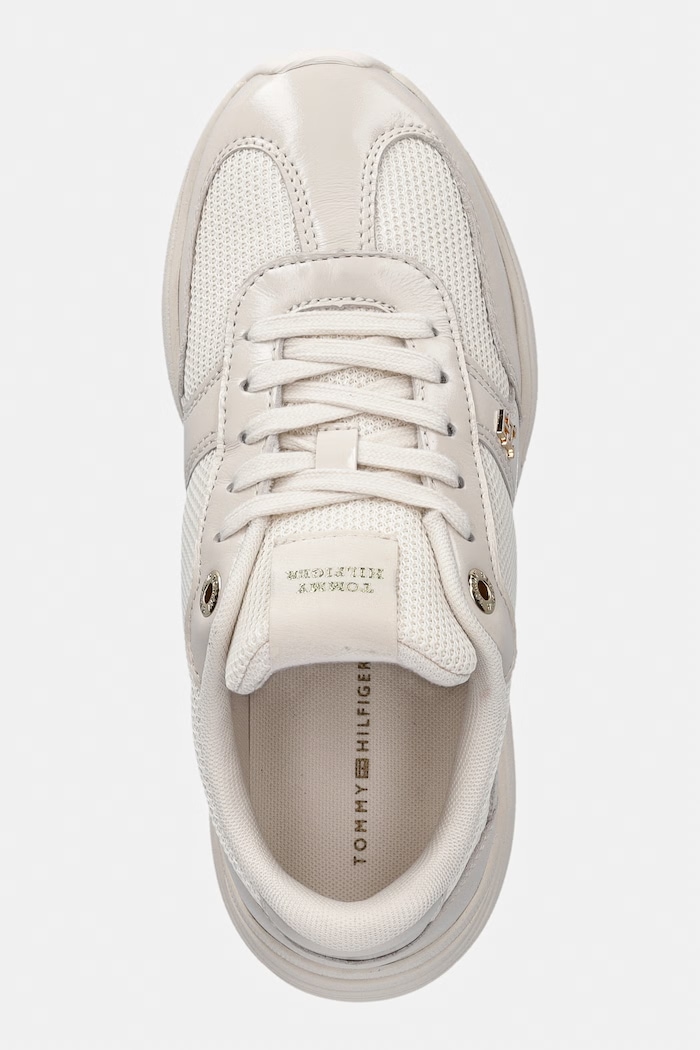 Tommy Hilfiger MODERN RUNNER SHINY LEATHER sneakers Γυναικεία μπεζ FW0FW09413