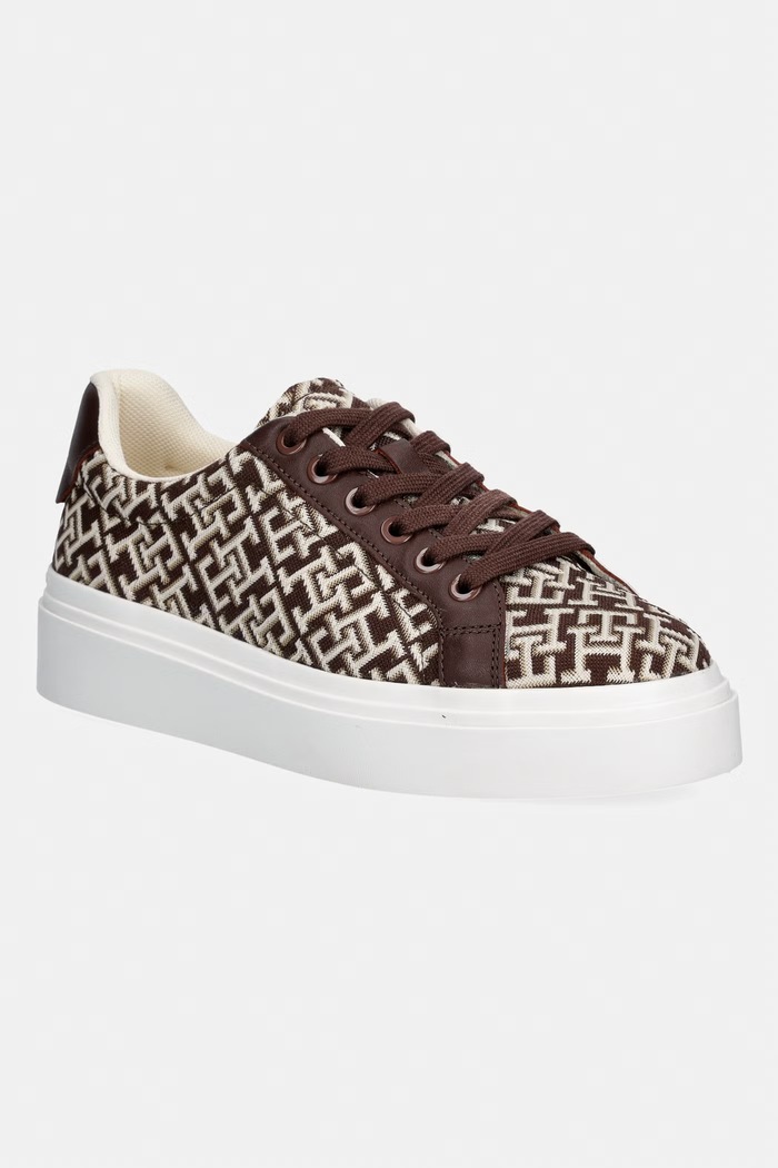 Tommy Hilfiger TH CHIC PLATFORM MONOGRAM sneakersy damskie brązowy FW0FW09398