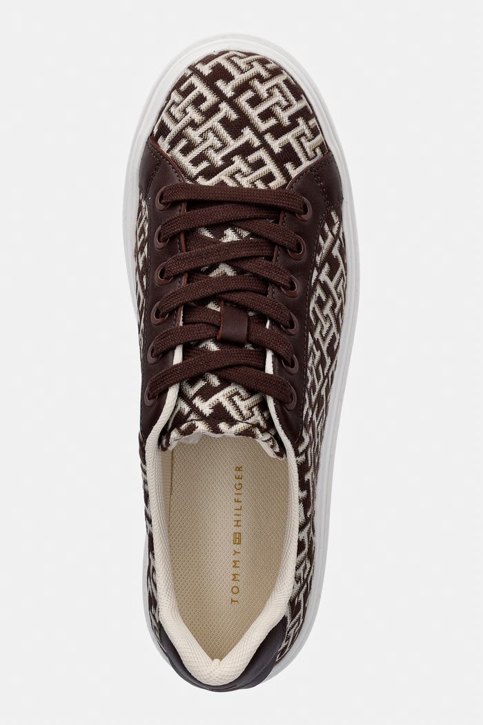 Tommy Hilfiger TH CHIC PLATFORM MONOGRAM sneakersy damskie brązowy FW0FW09398