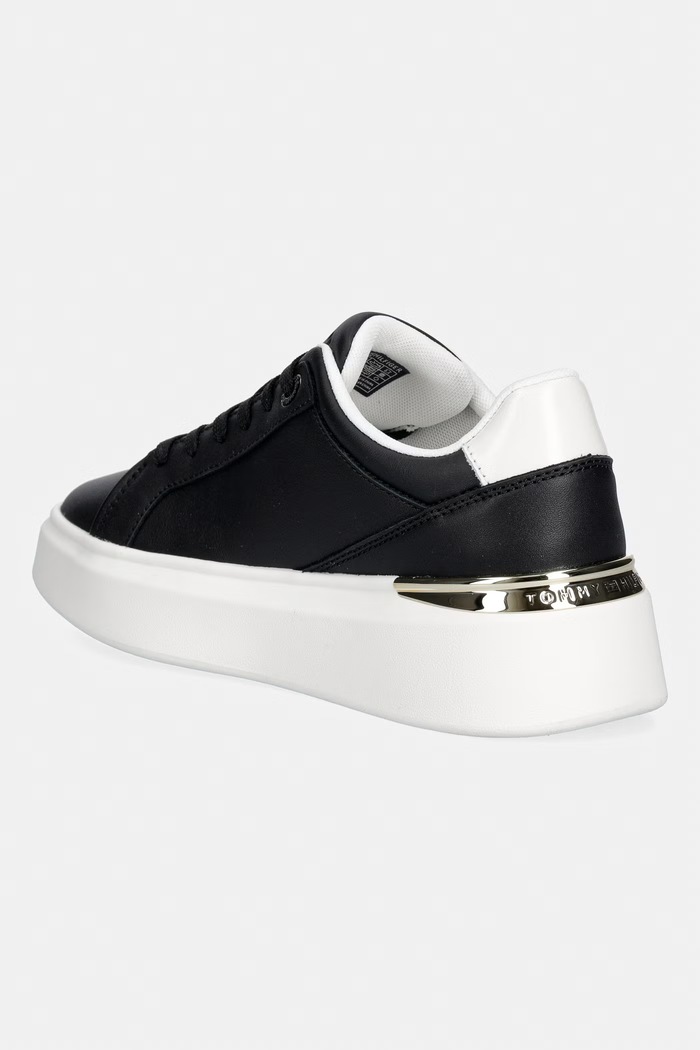 Obuwie Tommy Hilfiger TH CHIC PLATFORM sneakersy damskie skórzane FW0FW09396 czarny