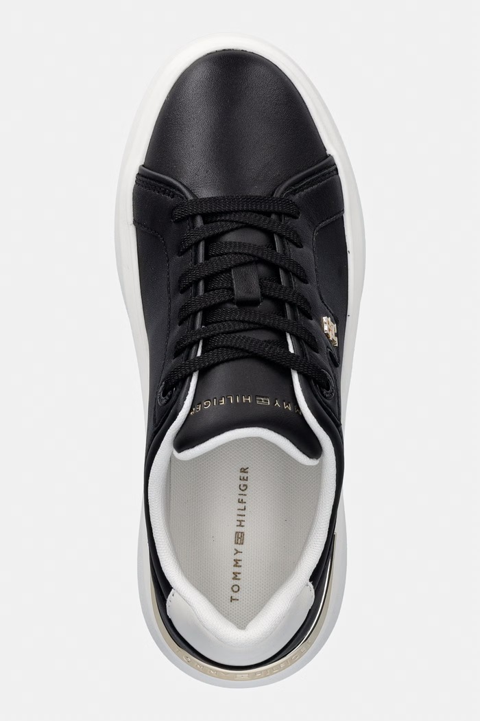 Tommy Hilfiger TH CHIC PLATFORM sneakersy damskie skórzane czarny FW0FW09396
