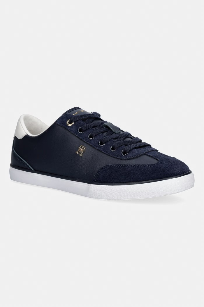 Tommy Hilfiger TH CHIC LOW VULC tenisice za žene od kože mornarsko plava FW0FW09391