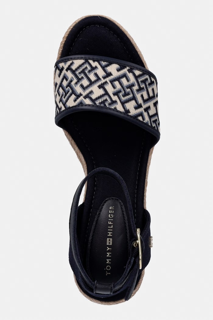 Tommy Hilfiger sandały na koturnie TH MID ESPAD WEDGE JACQUARD granatowy FW0FW09519