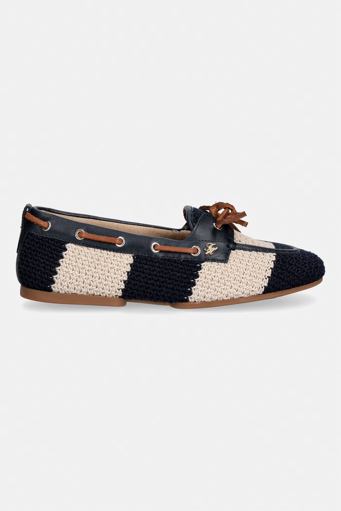 Tommy Hilfiger mocasini pentru femei TH FLEX BOAT SHOE CROCHET FW0FW09506 bleumarin AW26