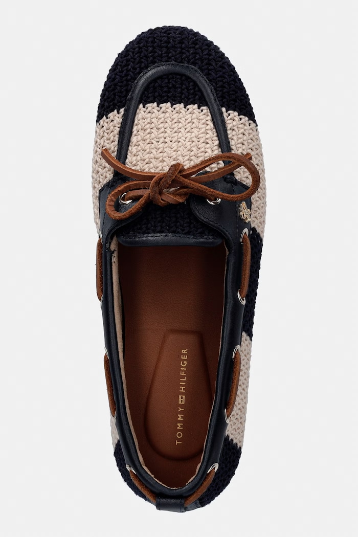 Tommy Hilfiger mocasini pentru femei TH FLEX BOAT SHOE CROCHET bleumarin FW0FW09506