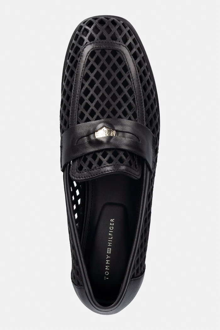 Tommy Hilfiger mokasíny dámske kožené TH COIN LTH LOAFER LASER CUT čierna FW0FW09427