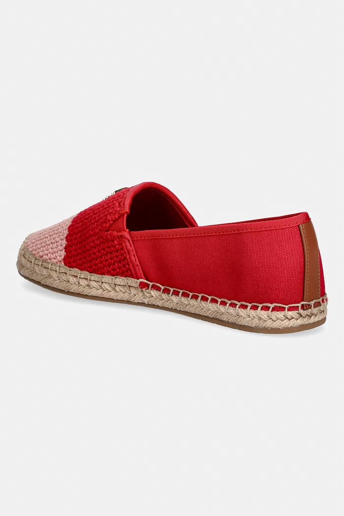 Obuwie Tommy Hilfiger espadryle damskie TH SCRIPT CROCHET ESPADRILLE FW0FW09502 czerwony