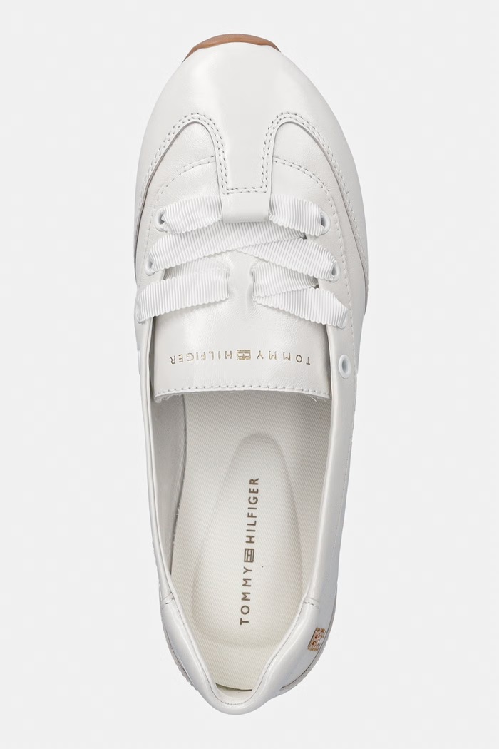 Tommy Hilfiger baleríny kožené BELLA BALLET SNEAKER biela FW0FW09449
