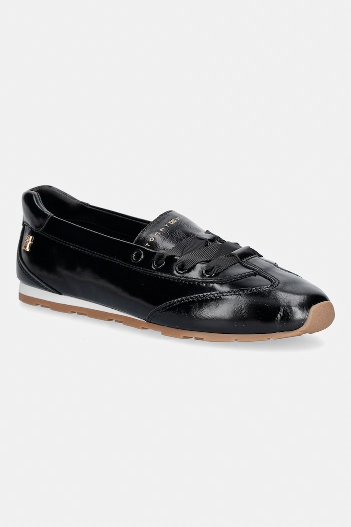 Tommy Hilfiger baleríny kožené BELLA BALLET SNEAKER čierna FW0FW09449
