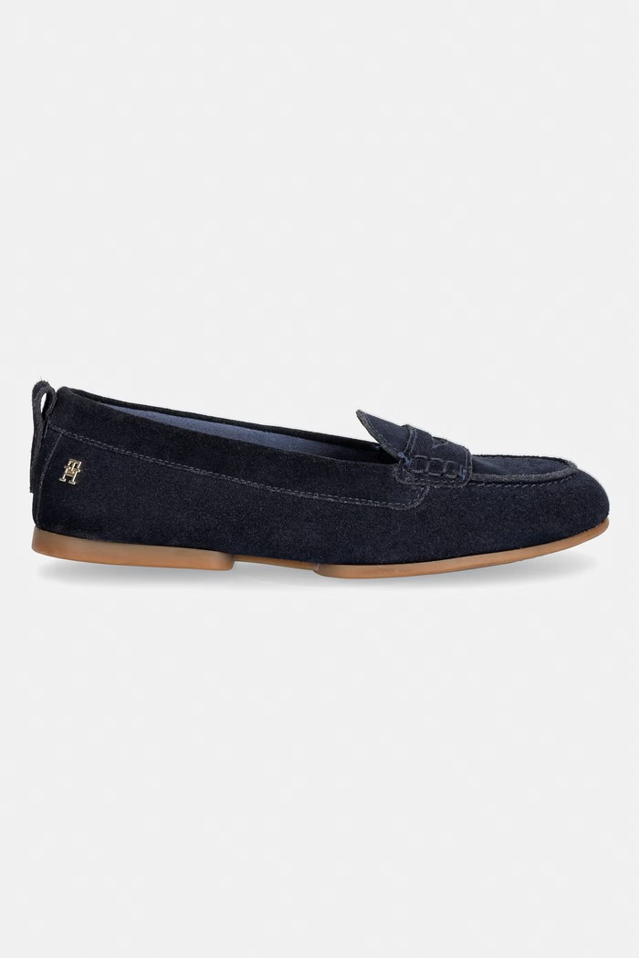 Tommy Hilfiger mokasyny damskie zamszowe TH FLEX SUEDE LOAFER BALLERINA FW0FW09507 granatowy AW26