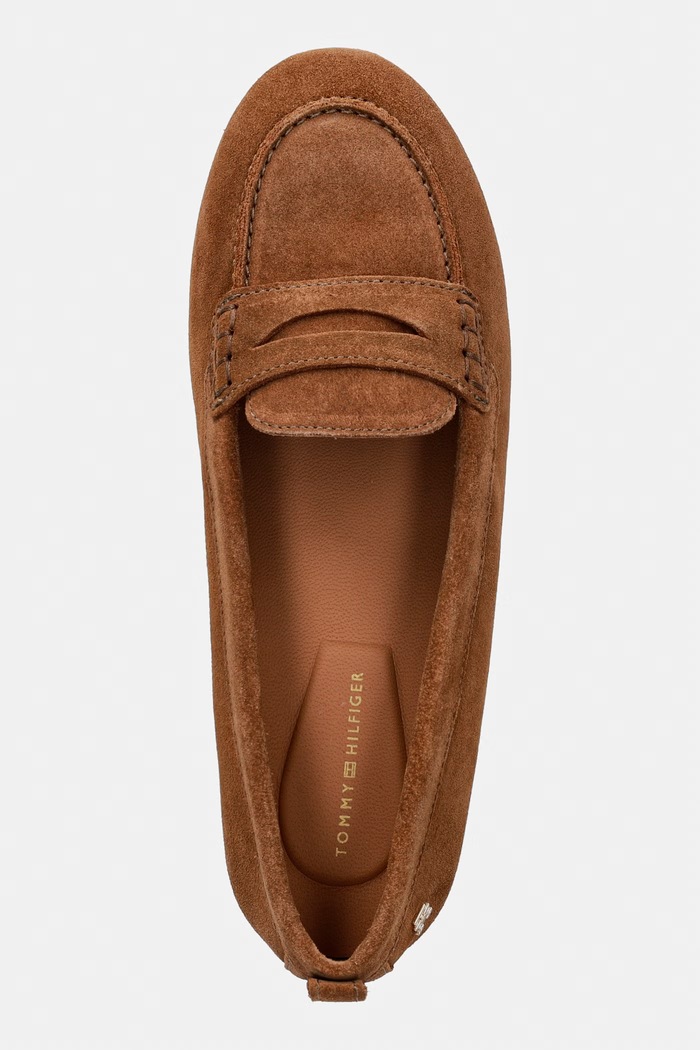 Tommy Hilfiger mokasyny damskie zamszowe TH FLEX SUEDE LOAFER BALLERINA brązowy FW0FW09507