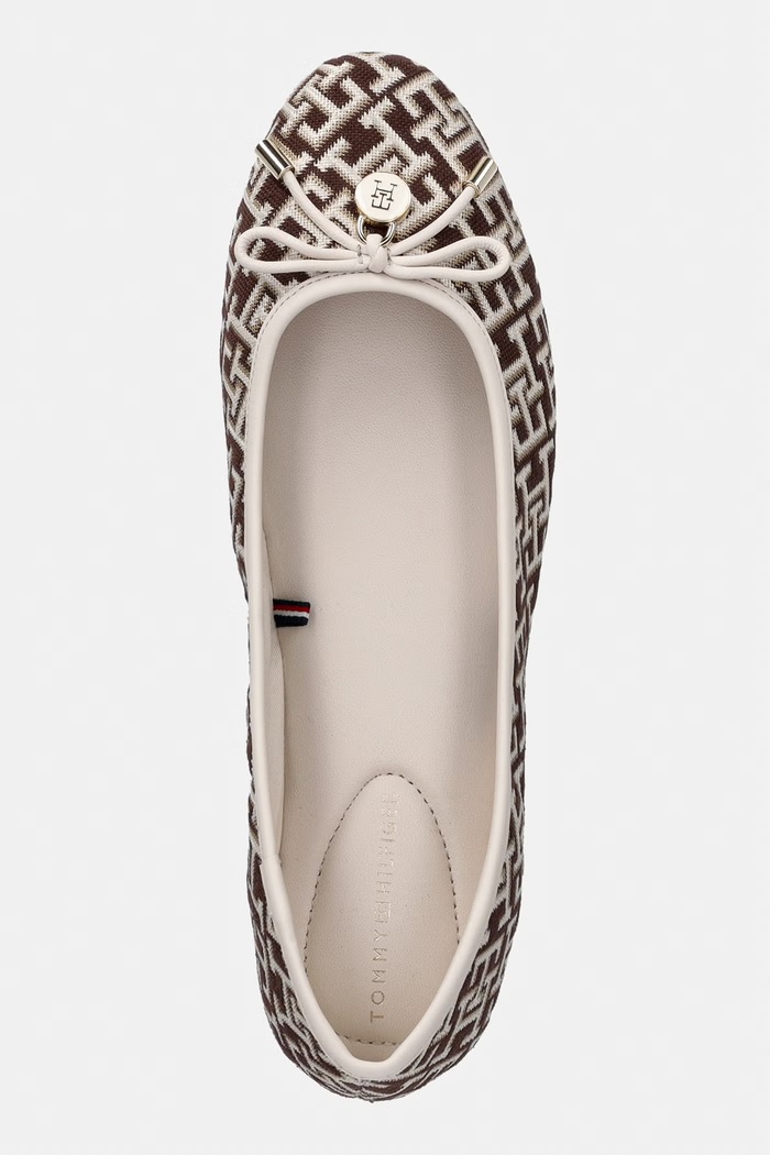 Tommy Hilfiger baleriny TH CHARM JACQUARD BALLERINA brązowy FW0FW09504