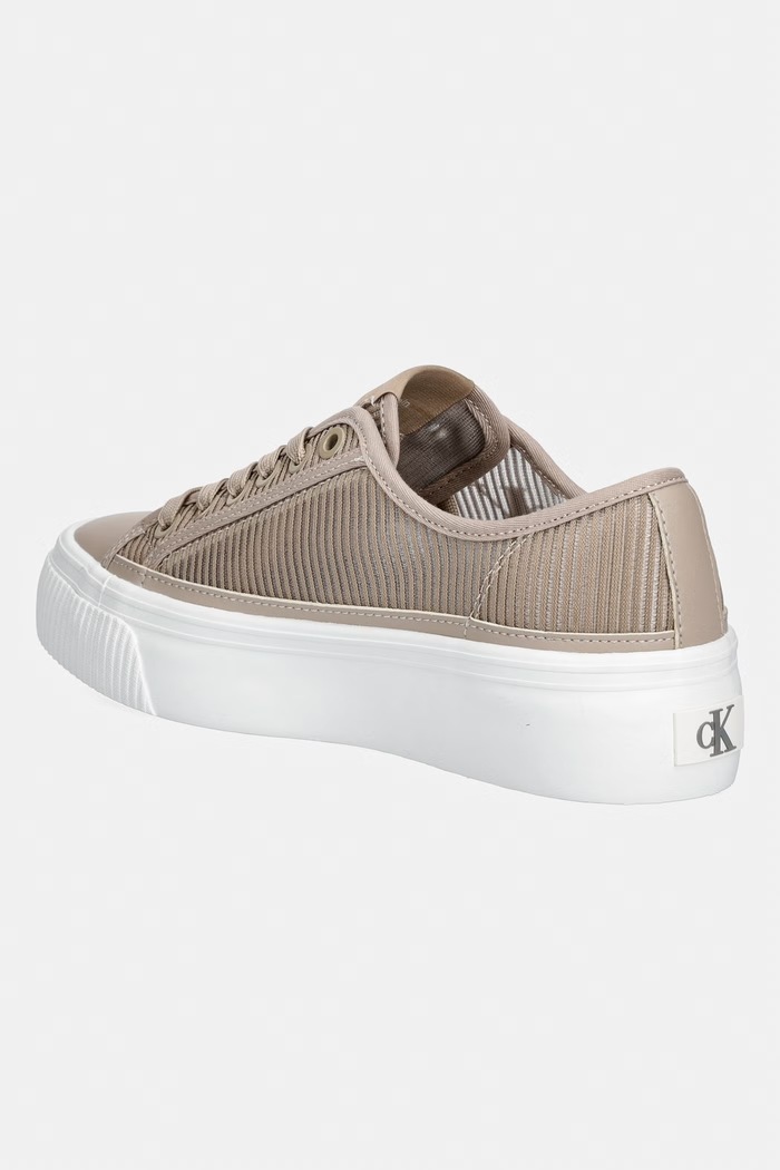 Παπούτσια Calvin Klein VULC FLATF LACEUP STRIPED NYL sneakers Γυναικεία HW0HW03087.0H5 μπεζ