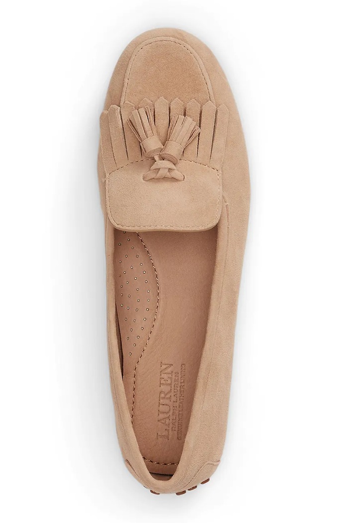 Scarpe Lauren Ralph Lauren mocassini da donna in scamoscio Tayte Klt 802P22310002.270 beige