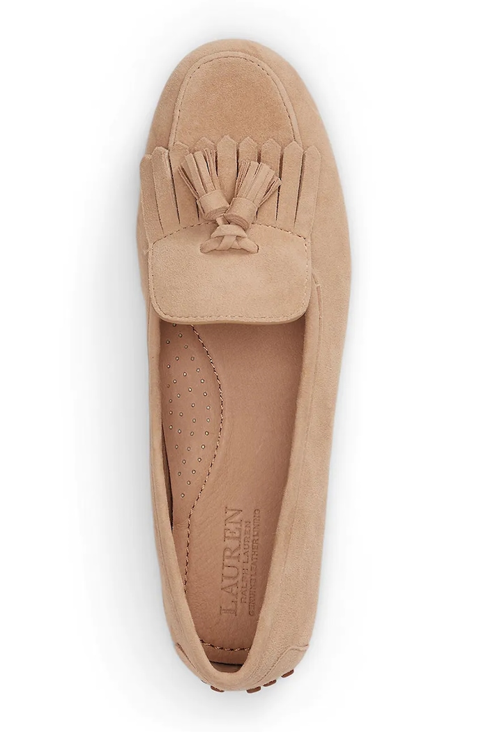 Scarpe Lauren Ralph Lauren mocassini da donna in scamoscio Tayte Klt 802P22310002.270 beige