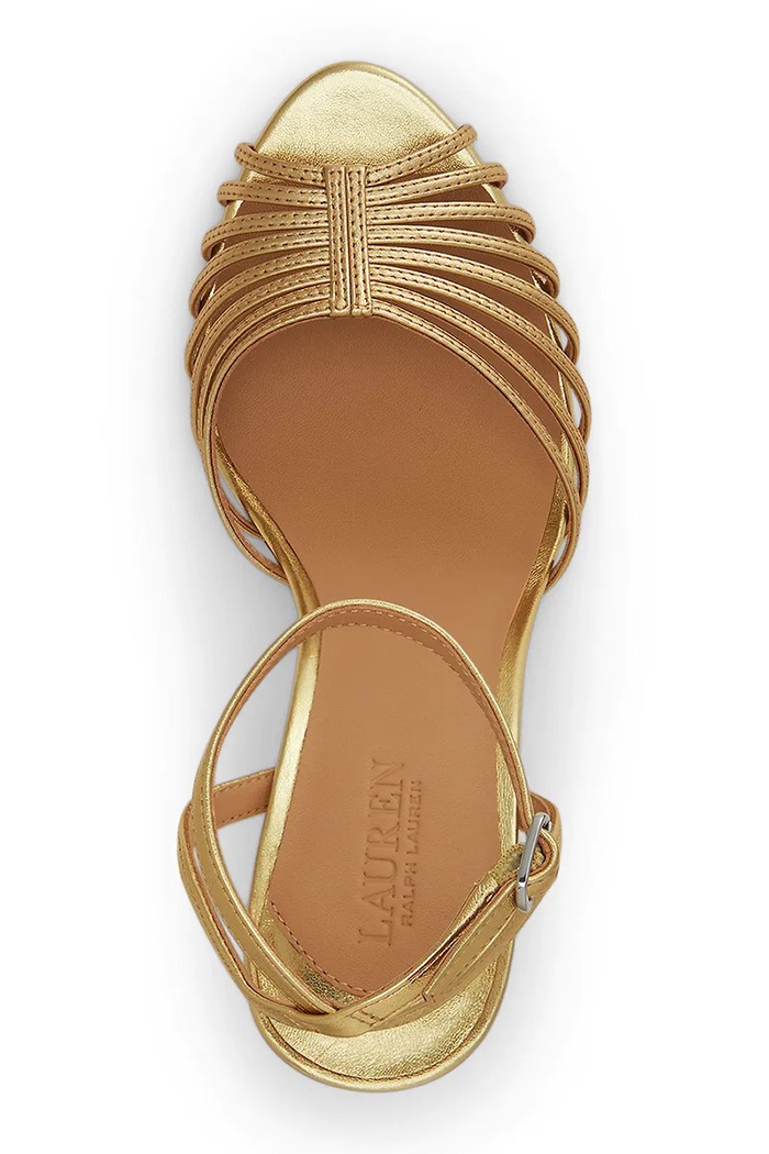 Obuća Lauren Ralph Lauren sandale na tanku potpeticu od kože Mckayla 802P15739001.710 zlatna