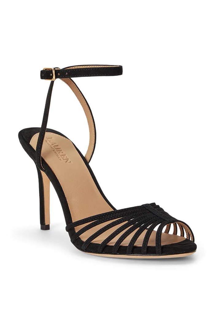Lauren Ralph Lauren sandale na tanku potpeticu od brušene kože Mckayla 802P15738001.001 crna AW26