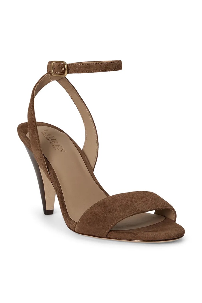 Lauren Ralph Lauren sandále na vysokom podpätku kožené Gracy 802P15730003.200 hnedá AW26
