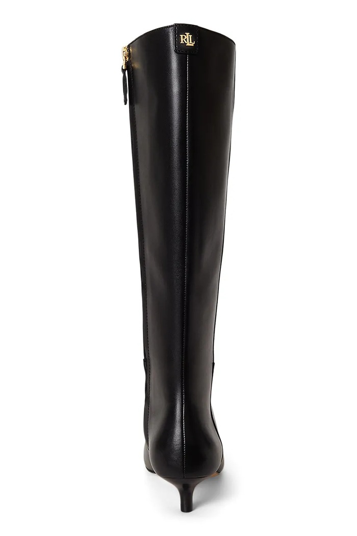 Obuća Lauren Ralph Lauren visoke čizme za žene od kože Frncsa Tl Hl 802P15725001.001 crna