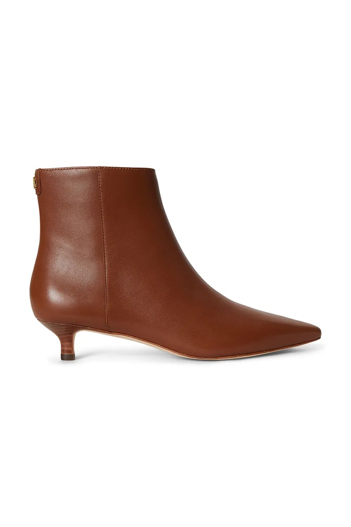 Lauren Ralph Lauren stivali alla caviglia su una spilla da donna in pelle Frncsa Bt Hl marrone 802P15721002.200