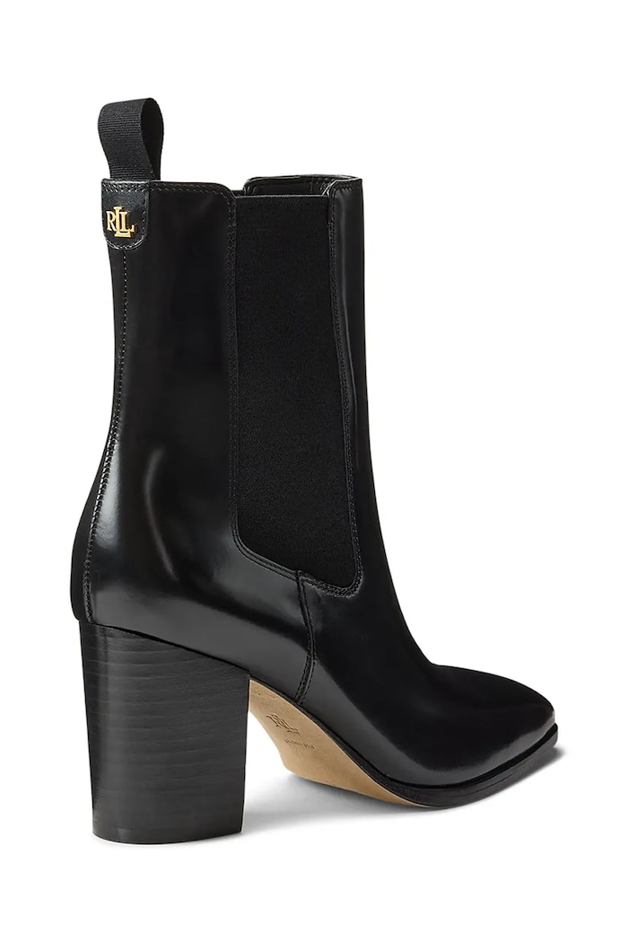 Obuv Lauren Ralph Lauren chelsea čižmy na podpätku dámske kožené Rlyn Bte Hl 802P12049001.001 čierna