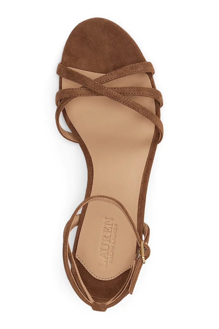 Obuća Lauren Ralph Lauren sandale na tanku potpeticu od brušene kože Kendyl Kttn 802P06395009.200 smeđa