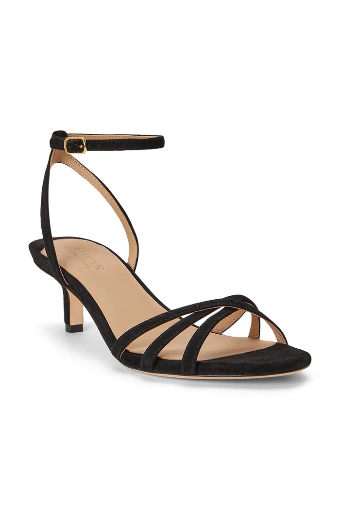 Lauren Ralph Lauren sandali z nizko peto semišasti Kendyl Kttn 802P06395008.001 črna AW26