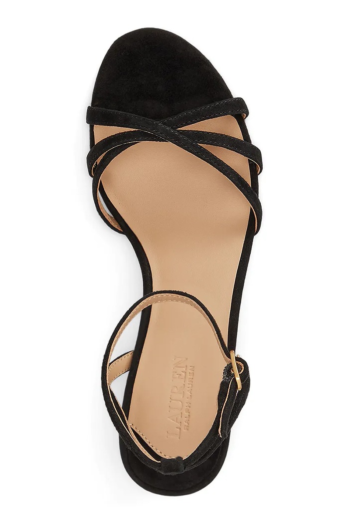 Lauren Ralph Lauren sandali z nizko peto semišasti Kendyl Kttn črna 802P06395008.001